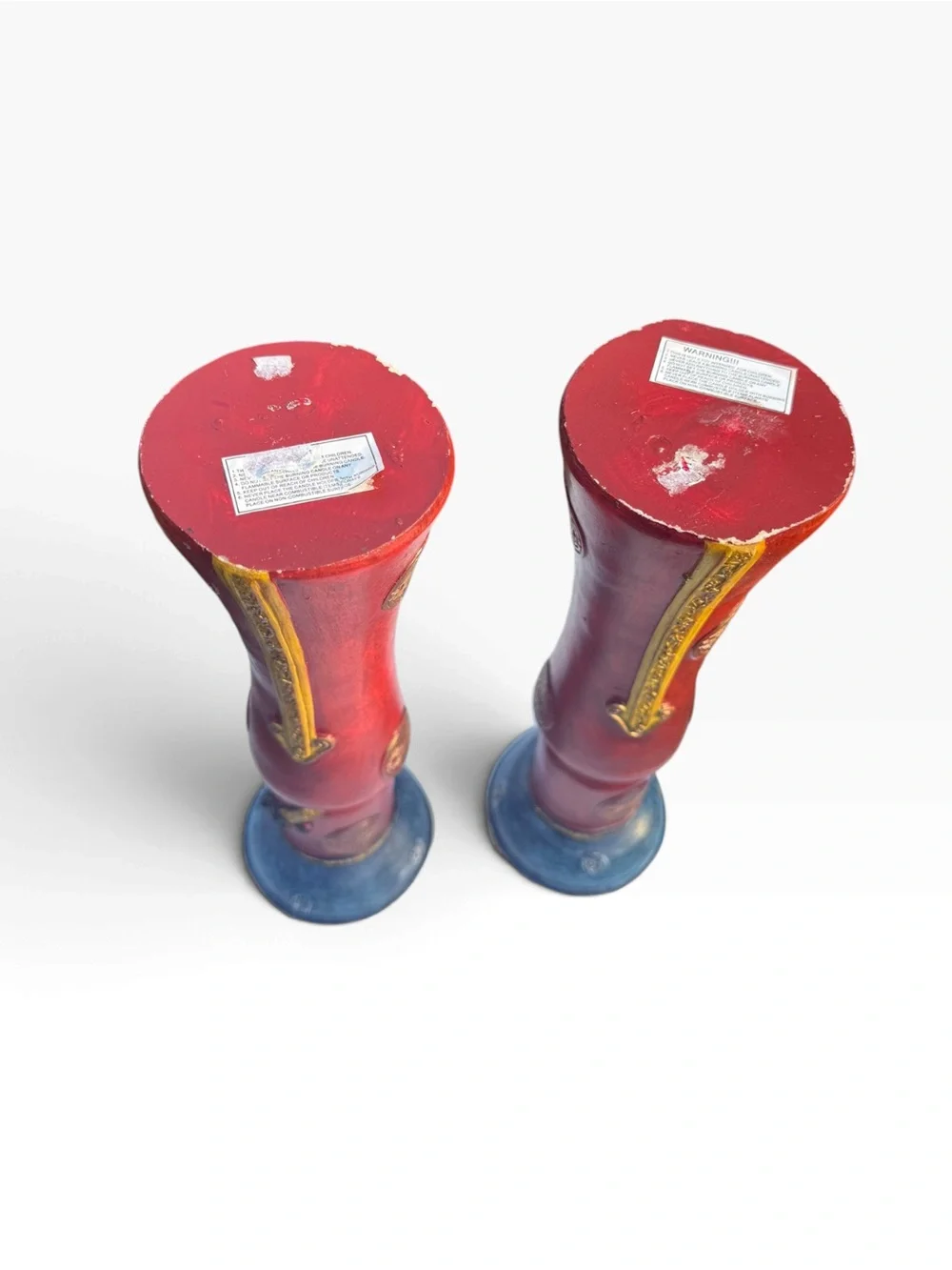 Bohemian Red and Blue Accent Candle Holders- Brand: Hobby Lobby